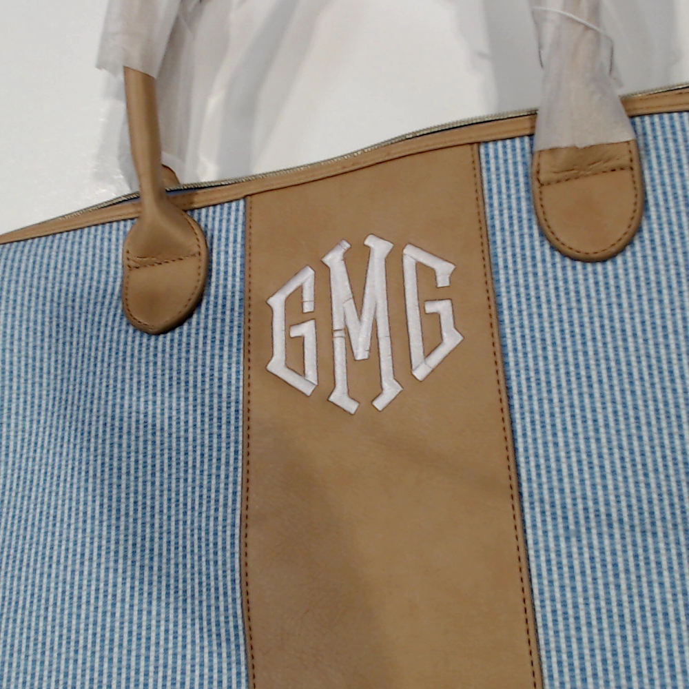 BLOOPER BAG: Monogrammed Seersucker Weekender - Promotional