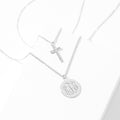 Monogrammed Layered Cross Necklace in Silver