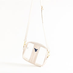 west virginia clear stadium crossbody bag in bone studio shot