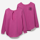 Monogrammed Open Back Sweatshirt | Magenta