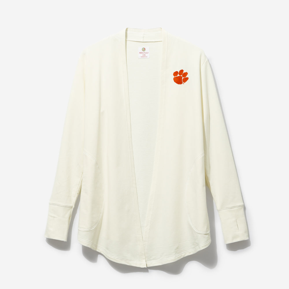 clemson tigers sweatshirt cardigan in ivory