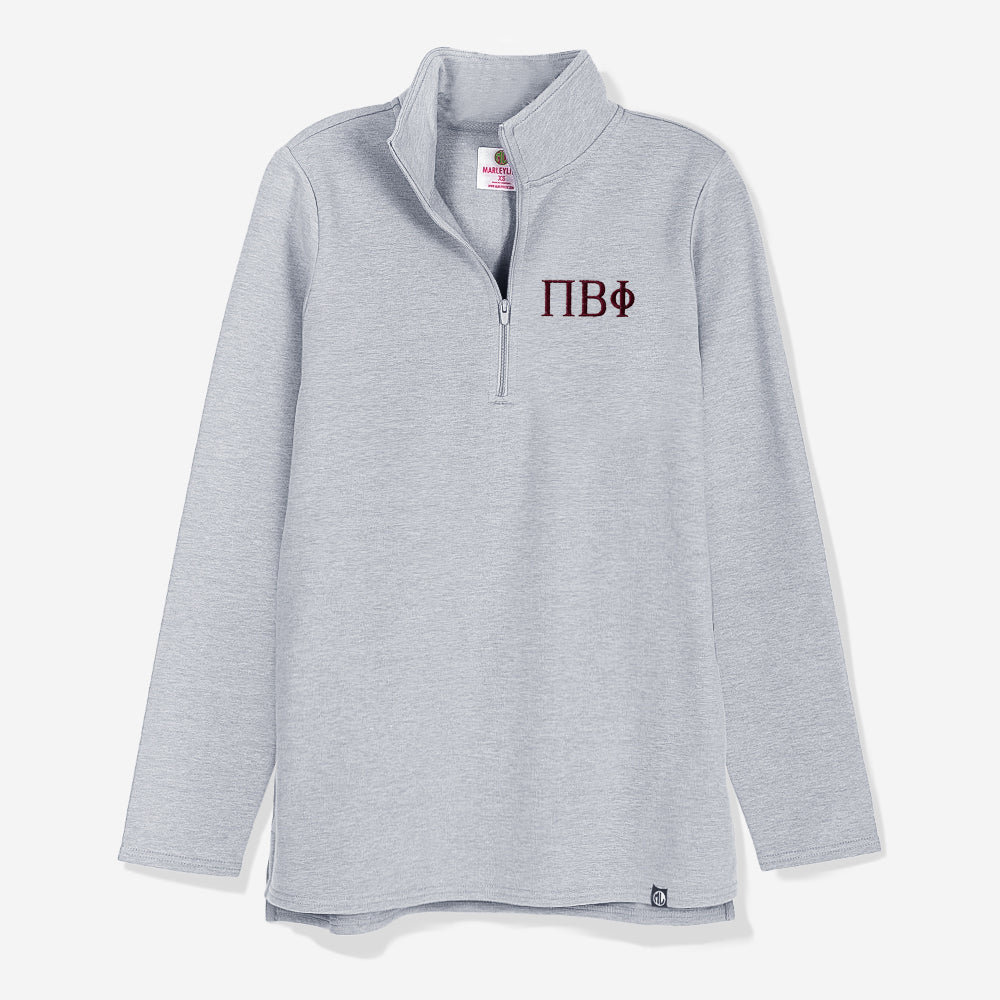 Pi Beta Phi Pullover Sweatshirt in Heathered Gray | Sorority Quarter Zip