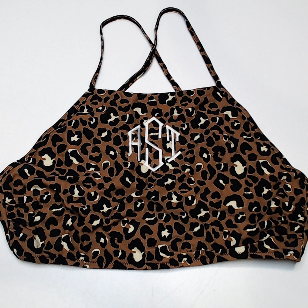 BLOOPER SWIM: Monogrammed High Neck Bikini Top