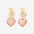 Monogrammed Heart Earrings in Pink