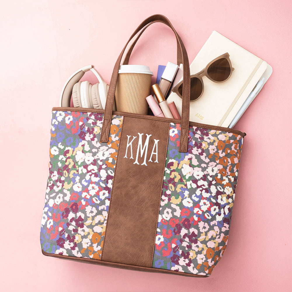 savannah cheetah leopard tote bag flatlay