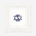 monogrammed scalloped pillow sham in white
