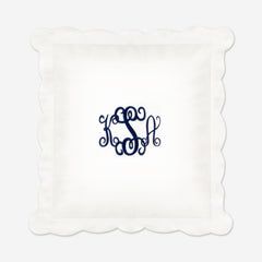 monogrammed scalloped pillow sham in white