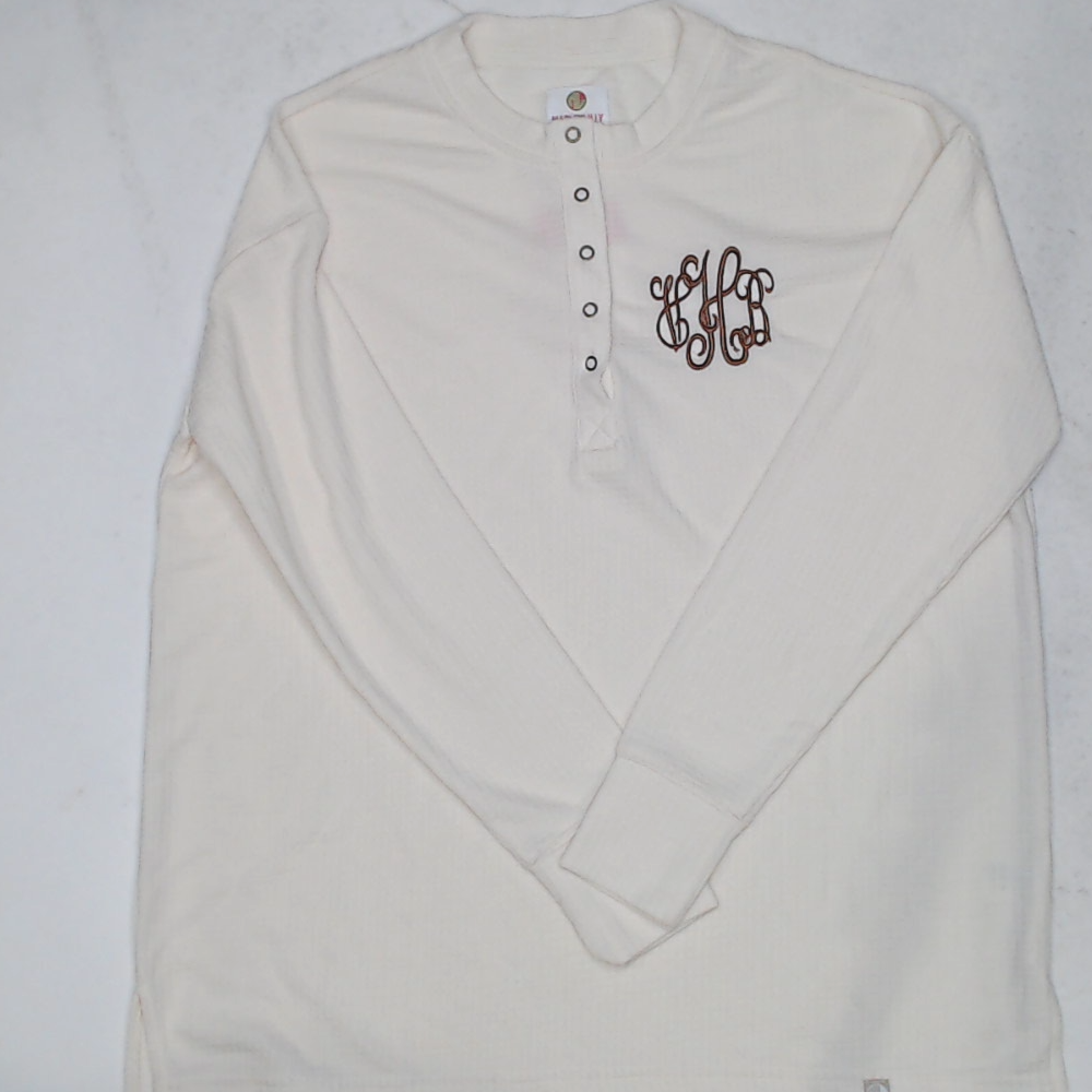 BLOOPER CLOTHING: Monogrammed Waffle Henley Tunic
