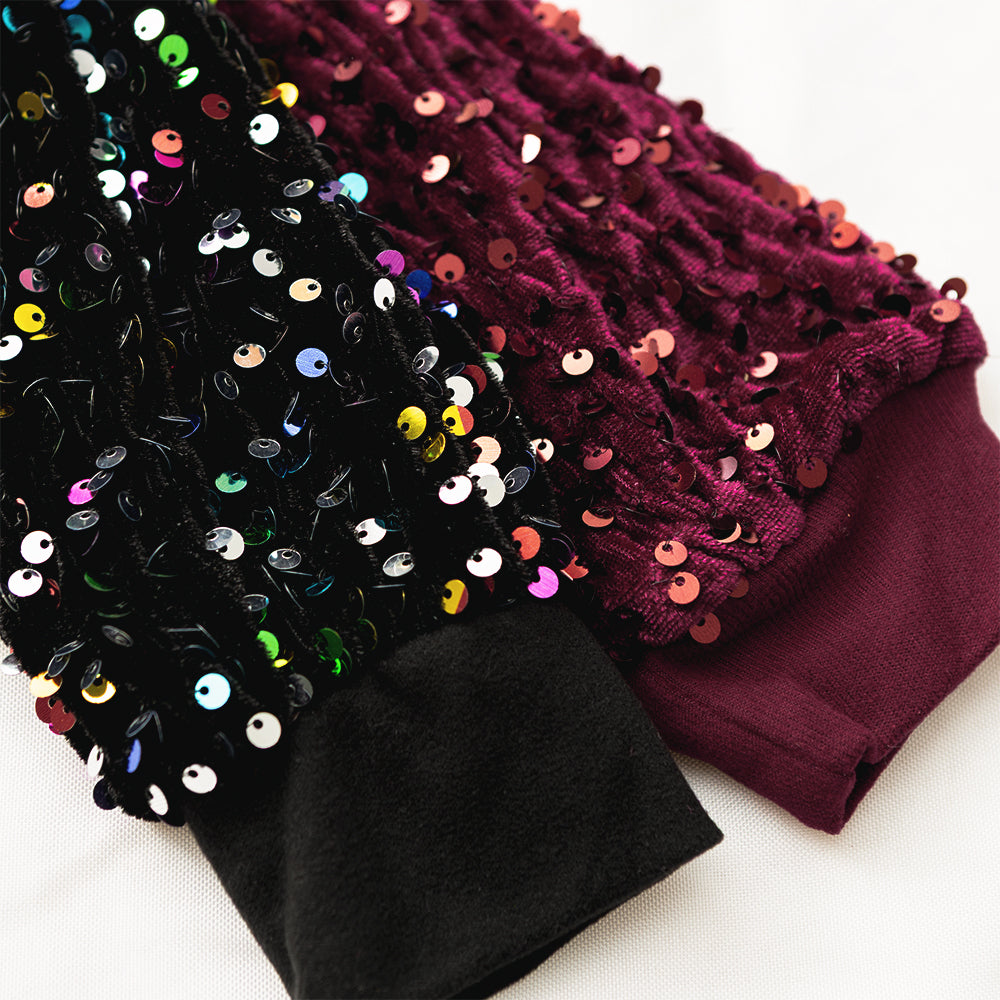duo kids sequin sweatshirts up close
