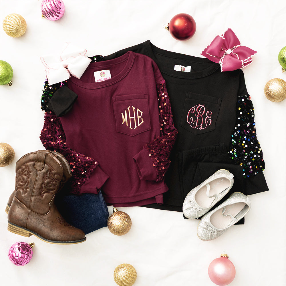 duo kids sequin sweatshirt flatlay
