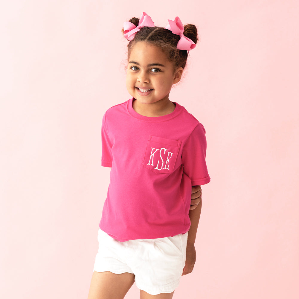 [aubri] kids pink short sleeve shirt on aubri