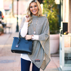 Howard Bison Poncho in Grey with Purse