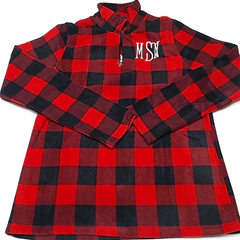 BLOOPER CLOTHING: Monogrammed Plaid Fleece Pullover