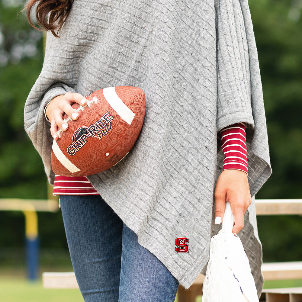 nc state heathered gray poncho with football