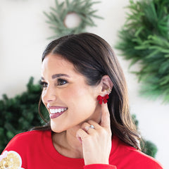Velvet Bow Stud Earrings on peyton