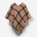 Monogrammed Plaid Poncho in Camel Plaid