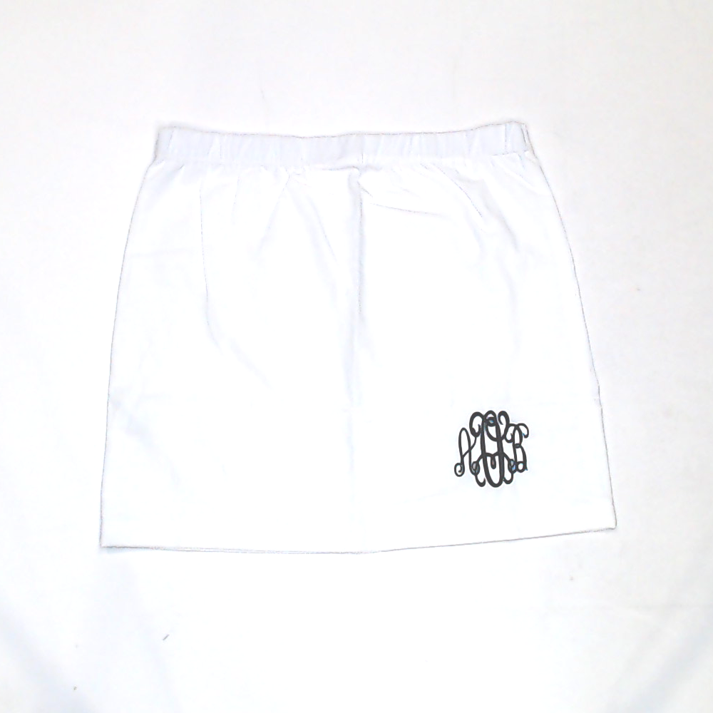 BLOOPER CLOTHING: Monogrammed White Skirt