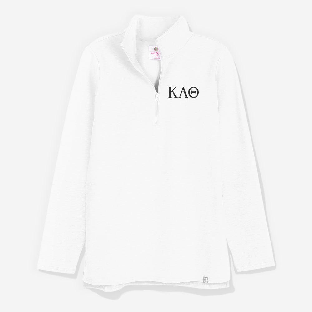 Kappa Alpha Theta Pullover Sweatshirt in White | Sorority Quarter Zip