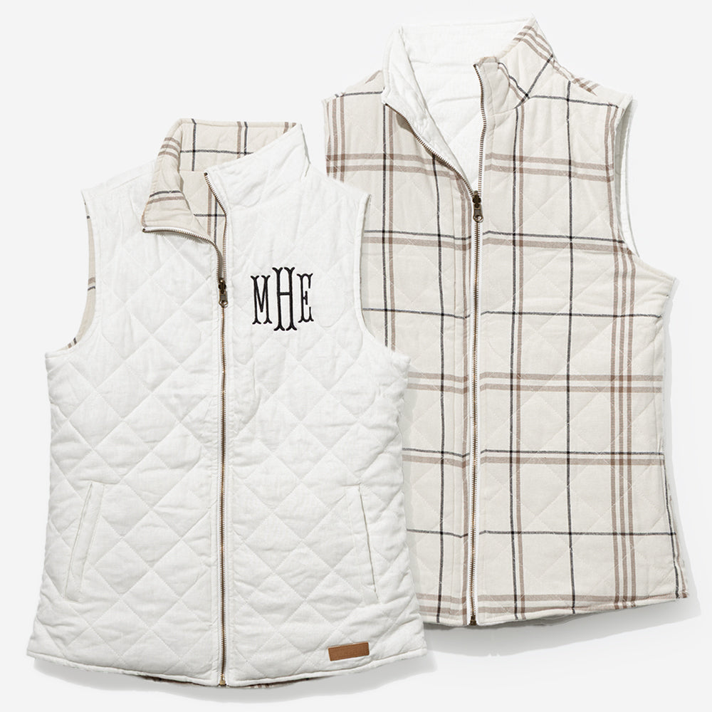 Personalized Ladies Reversible Plaid Vest - Marleylilly