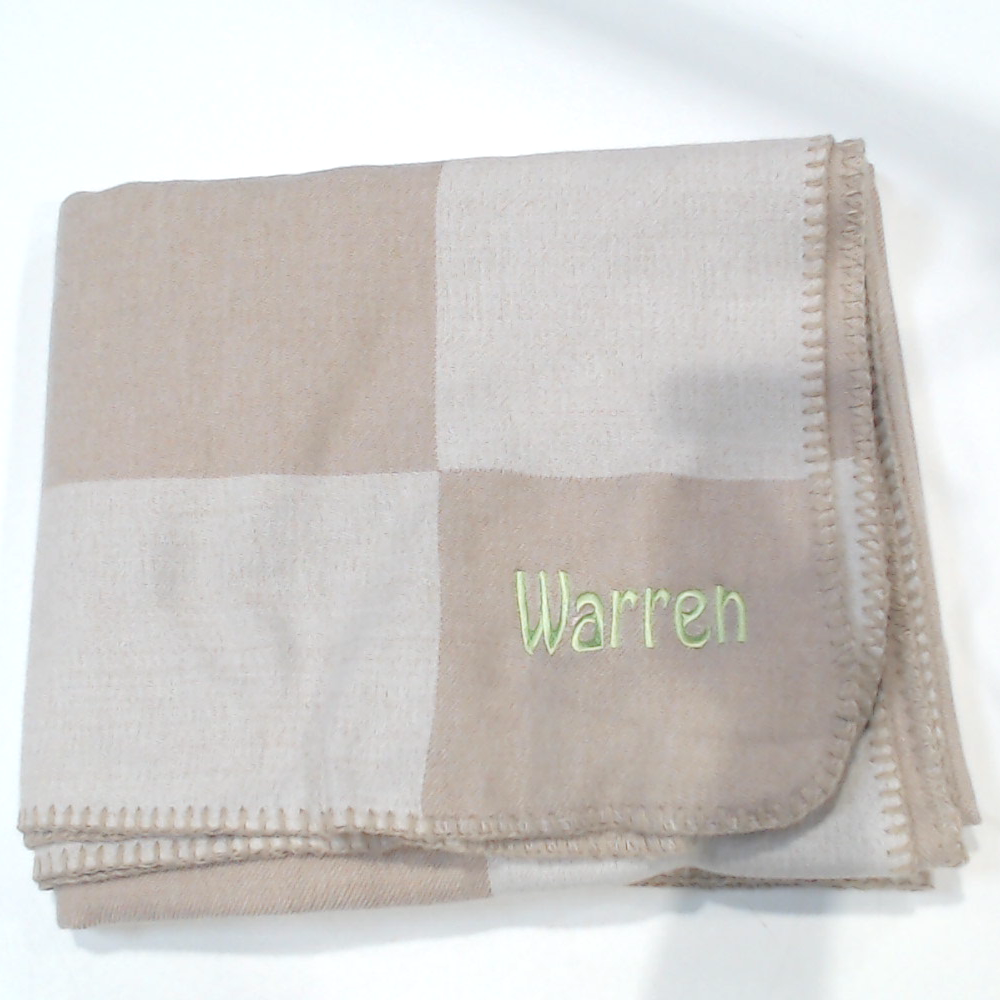 BLOOPER ACCESSORY: Monogrammed Checkered Blanket