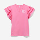 Monogrammed Flutter Sleeve Top | Light Pink