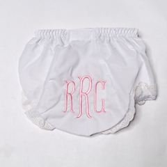 BLOOPER KIDS: Monogrammed White Eyelet Baby Bloomers
