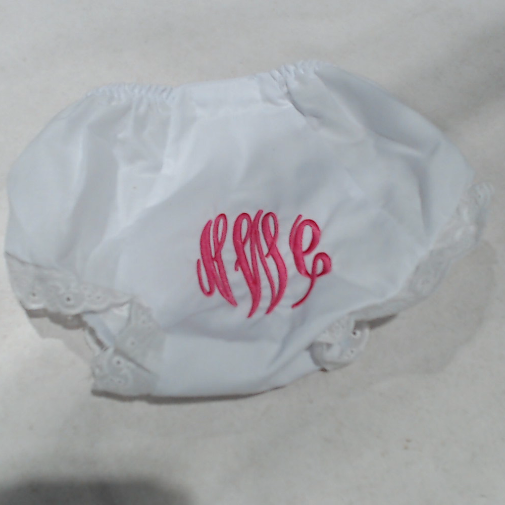 BLOOPER KIDS: Monogrammed White Eyelet Baby Bloomers