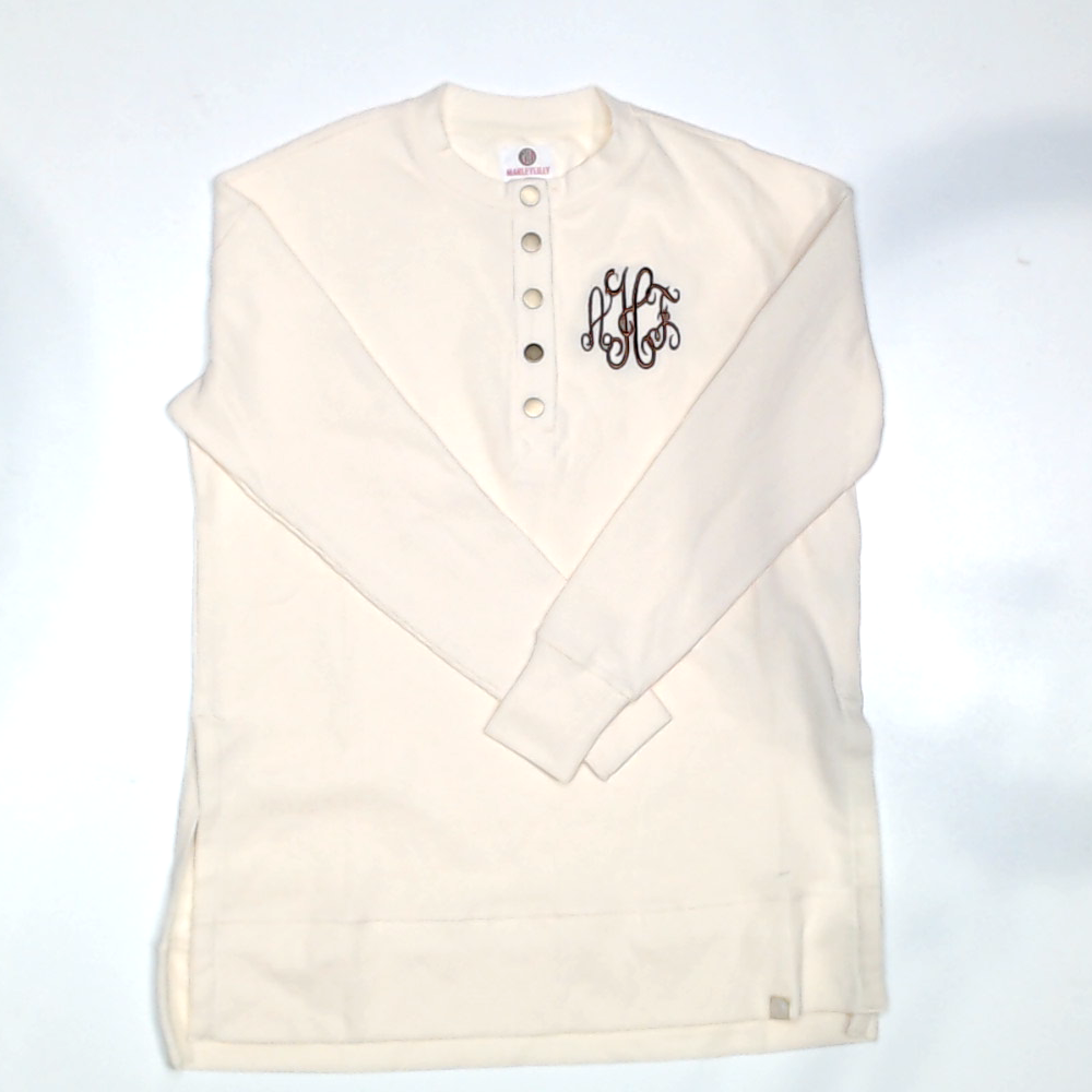 BLOOPER CLOTHING: Monogrammed Waffle Henley Tunic