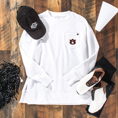 auburn tigers crewneck sweatshirt in white flatlay