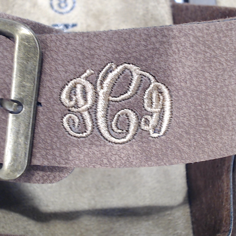 BLOOPER SHOES: Monogrammed Double Strap Sandals