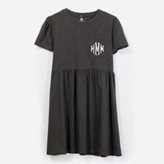 monogrammed t shirt dress in heathered charcoal