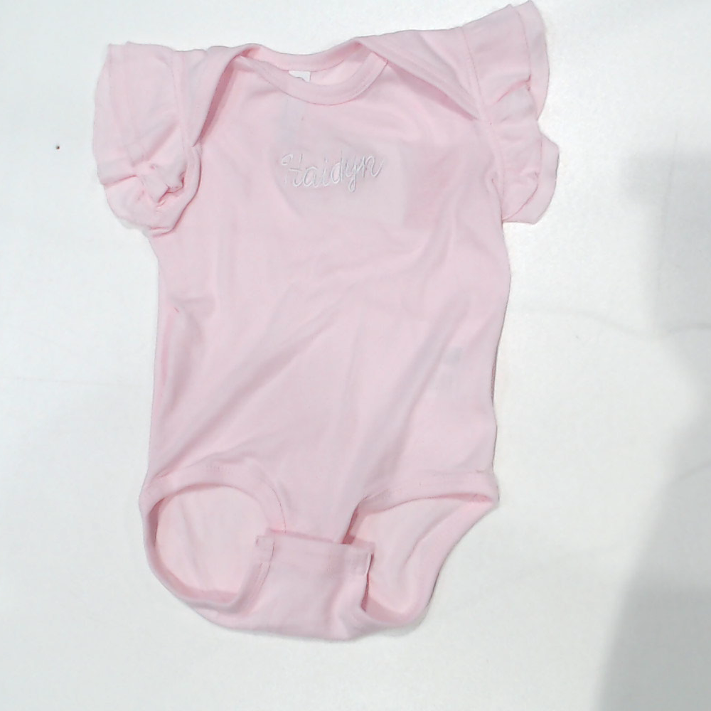 BLOOPER CLOTHING: Monogrammed Flutter Sleeve Bodysuit