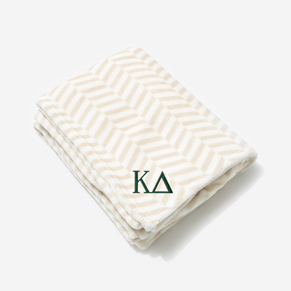 Kappa Delta Plush Blanket | Neutral Herringbone
