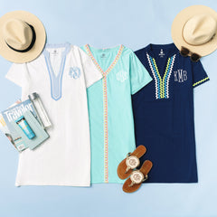 seersucker accent and ric rac monogrammed beach pool cover ups