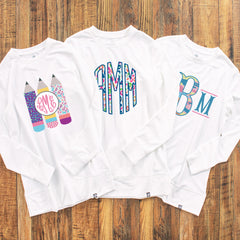 personalized crewneck sweatshirt trio multiple spring and teacher designs - OLD