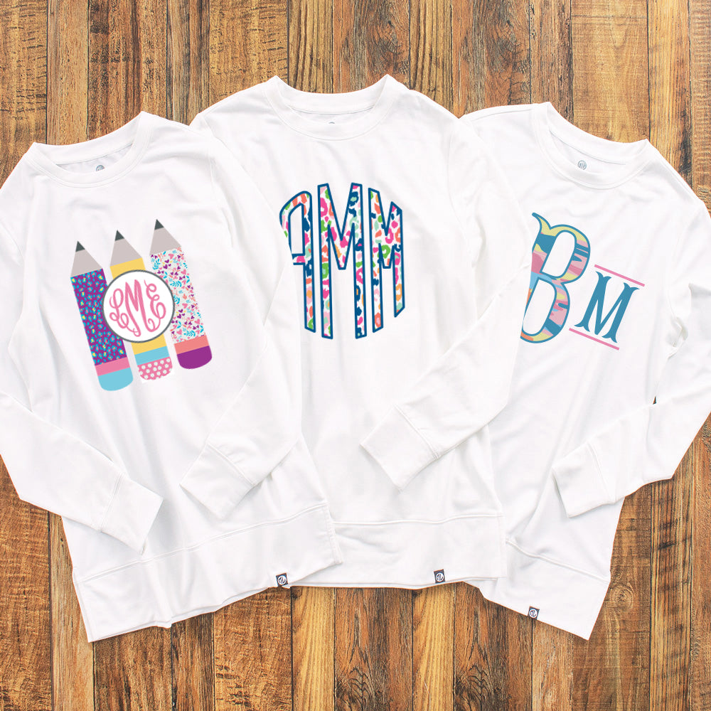 personalized crewneck sweatshirt trio multiple spring and teacher designs - OLD