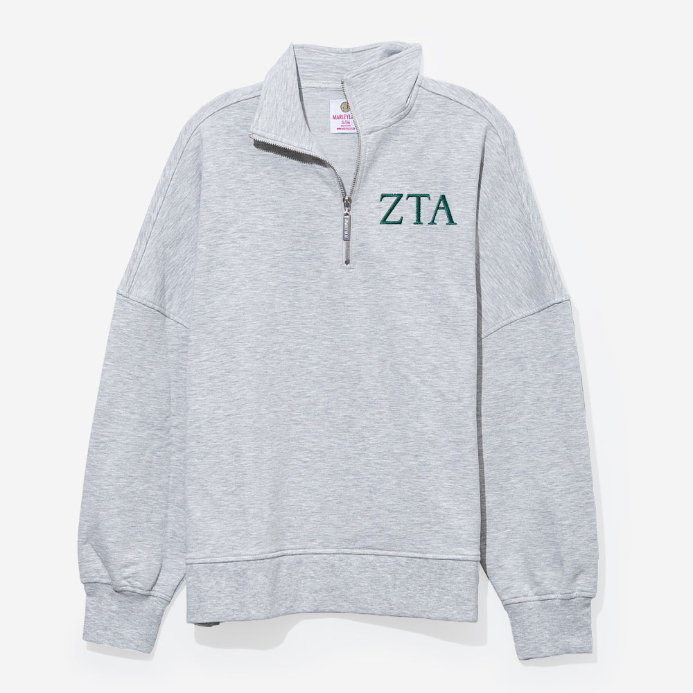 Zeta Tau Alpha Oversized Quarterzip | Heathered Gray