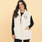 Monogrammed Oversized Sherpa Vest | Oatmeal