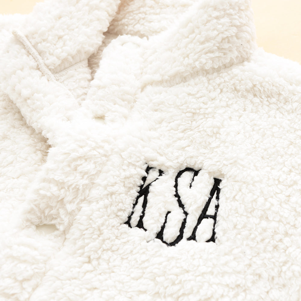 oatmeal oversized sherpa vest up close