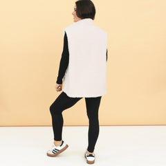 oatmeal oversized sherpa vest back view