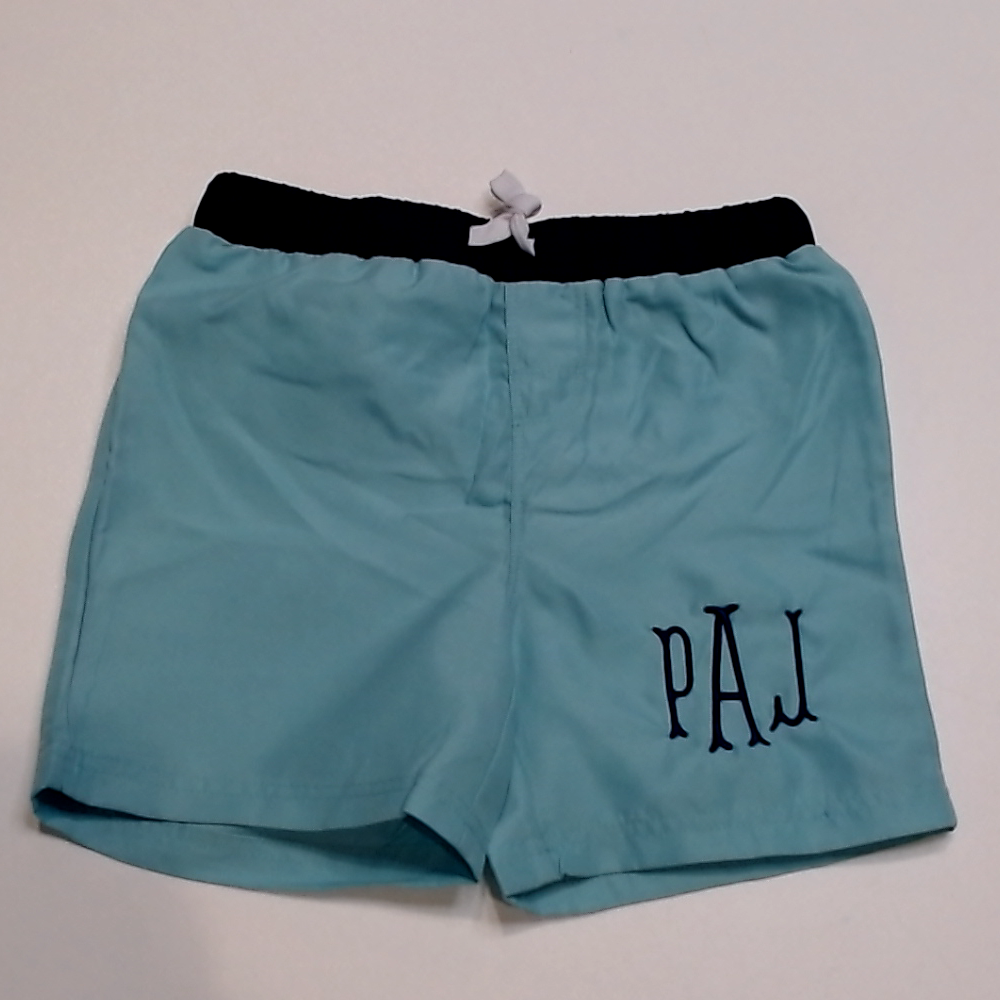 BLOOPER KIDS: Monogrammed Boys Swim Trunks