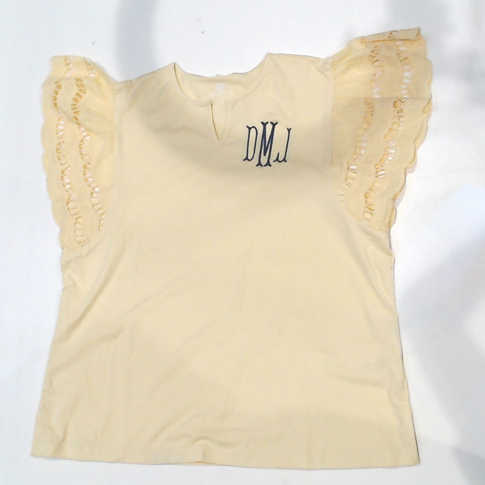 BLOOPER CLOTHING: Monogrammed Flutter Sleeve Top