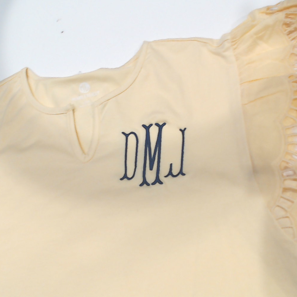 BLOOPER CLOTHING: Monogrammed Flutter Sleeve Top