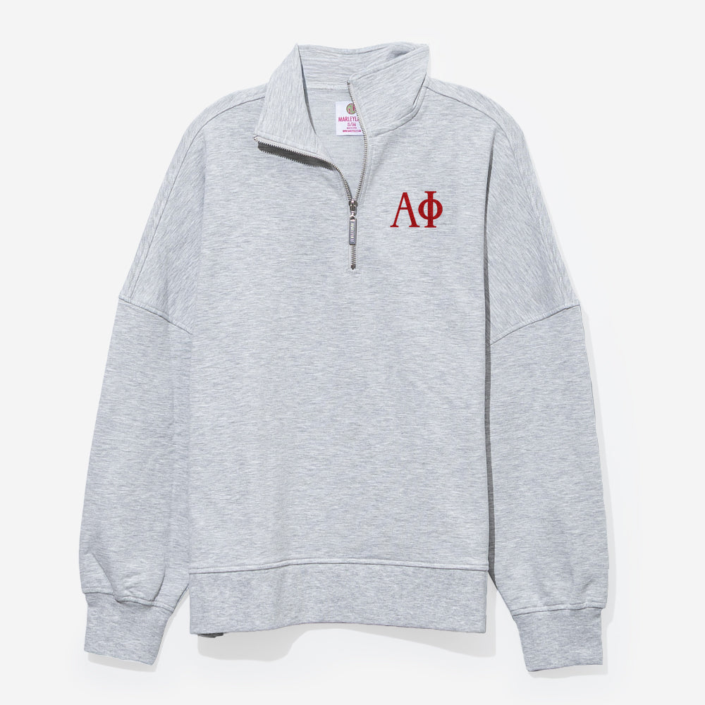 Alpha Phi Oversized Quarterzip | Heathered Gray