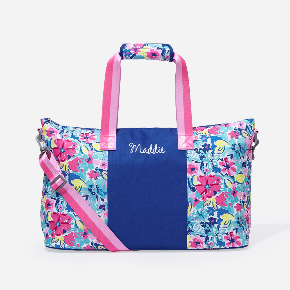 monogrammed kids weekend bag in watercolor whimsy