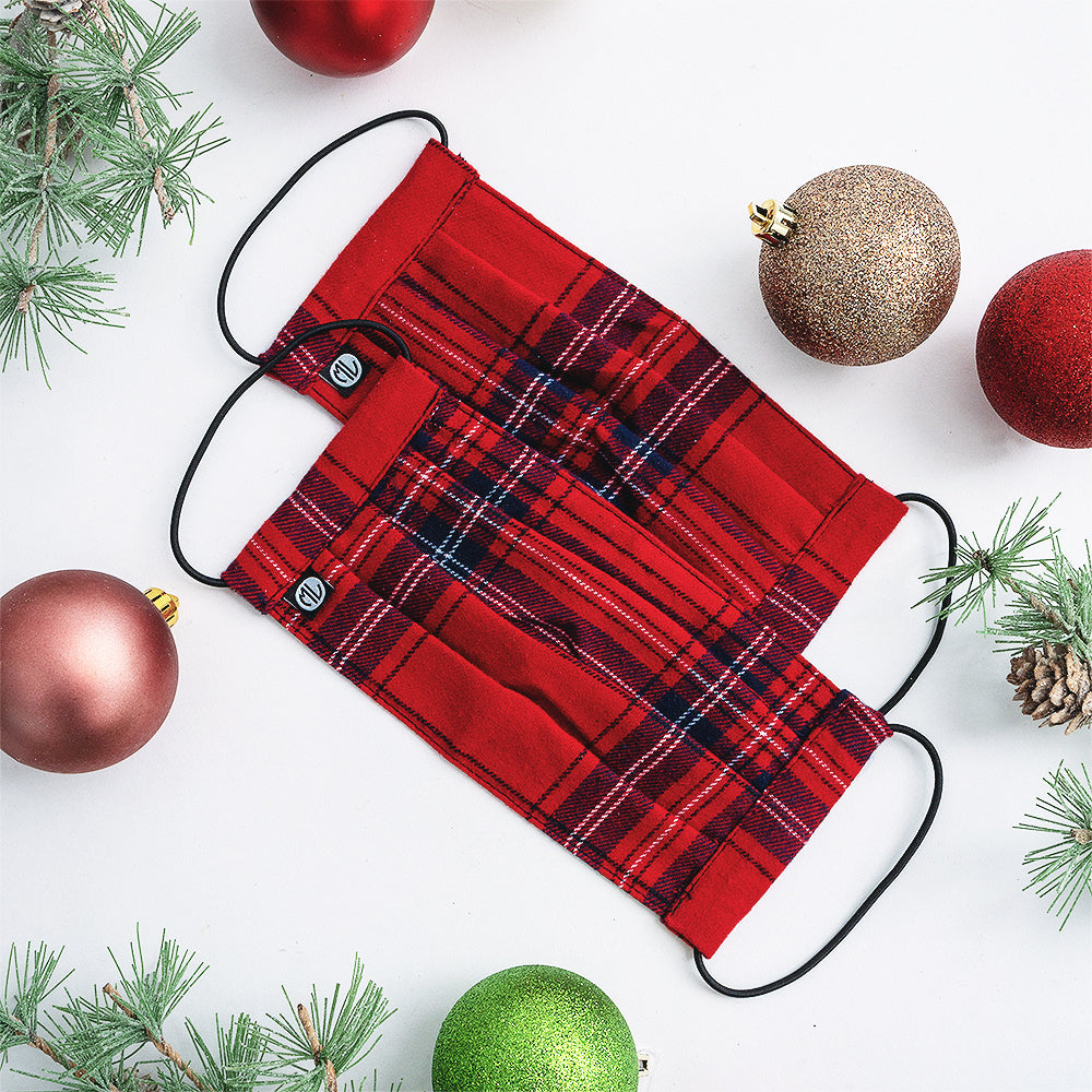 holiday plaid face masks for christmas
