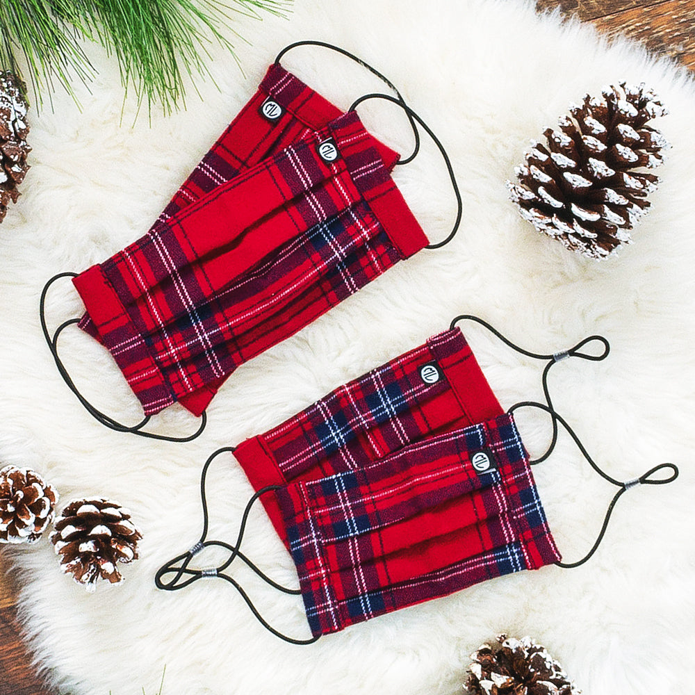 mom and me holiday plaid face masks