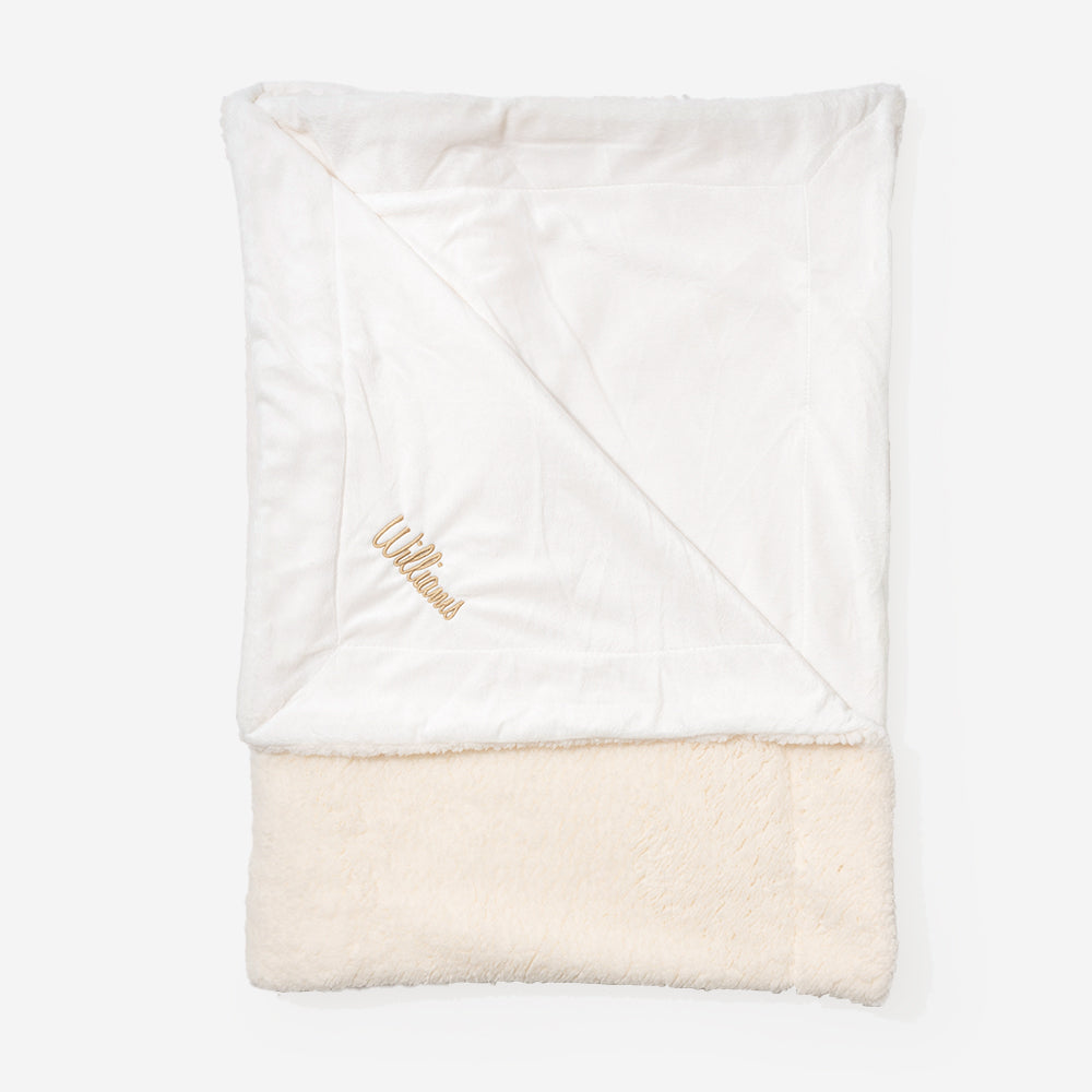 personalized sherpa blanket in ivory