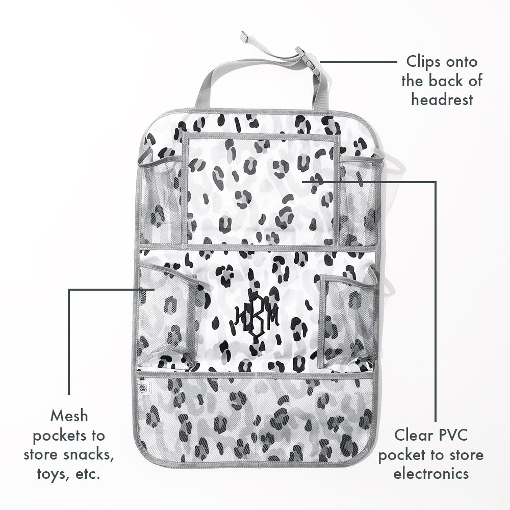 black sassy spots seat organizer infographic