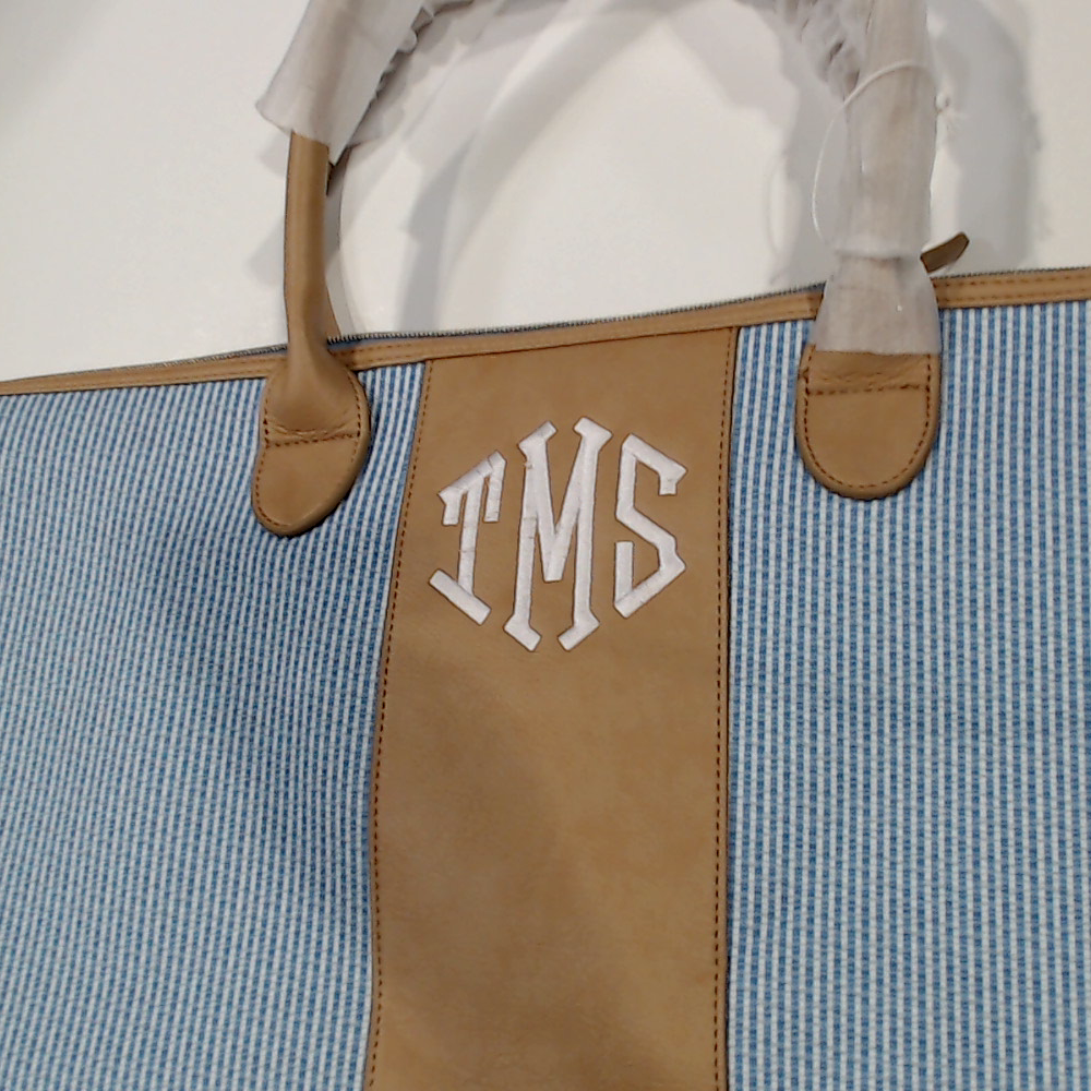 BLOOPER BAG: Monogrammed Seersucker Weekender - Promotional